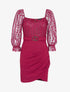Robe en dentelle et sequins - Bordeaux - 1