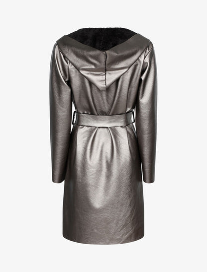Veste droite style cuir retourné - Bronze - 2