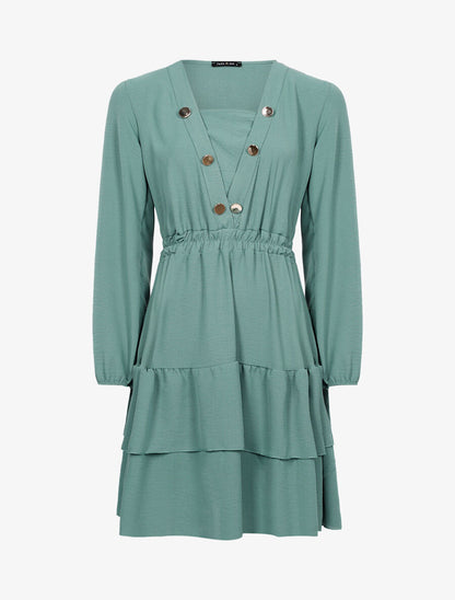 Robe légère à buste boutonné en V - Vert d&
