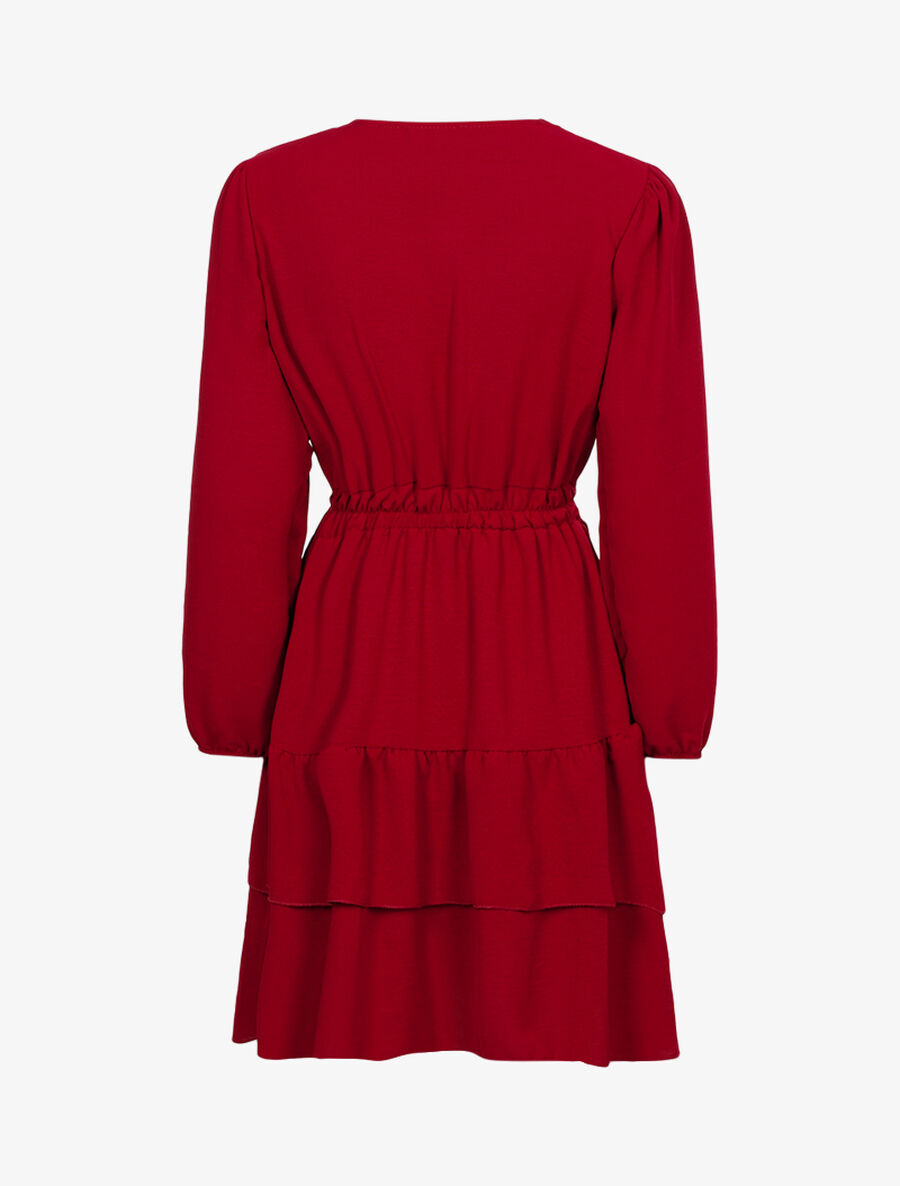 Robe légère à buste boutonné en V - Lie de vin - 2