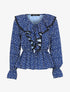 Blouse à jabot imprimé à pois - Bleu nuit - 1