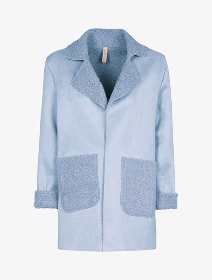 Veste légère style cuir retourné - Bleu charrette clair - 1