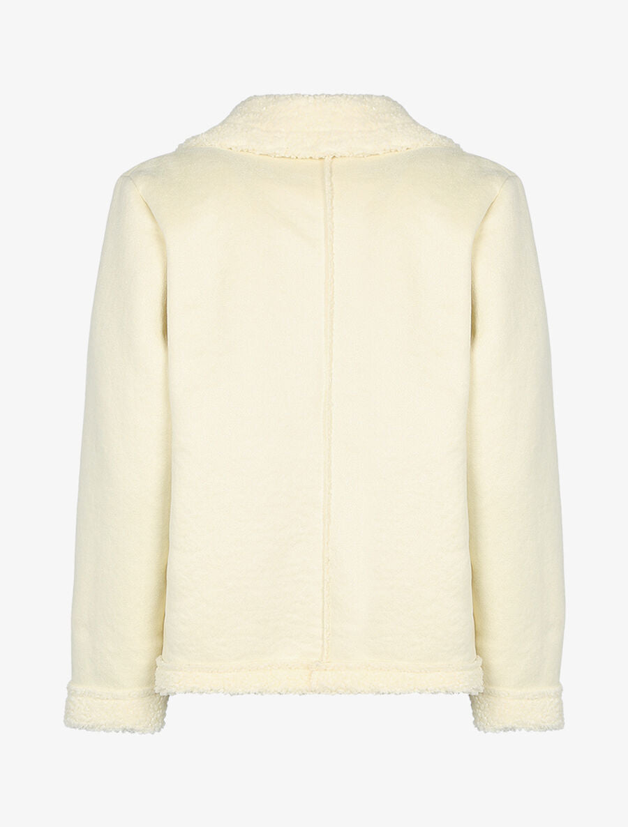 Veste courte style cuir retourné - Écru - 2
