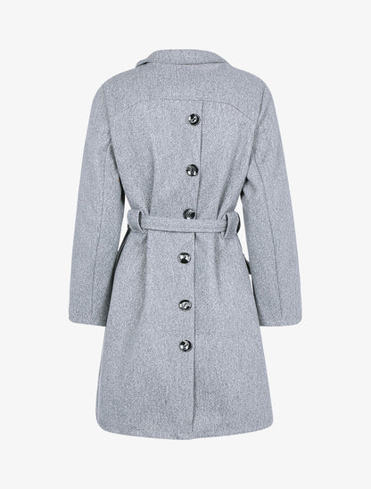 Manteau basique à dos boutonnière - Gris chiné - 2