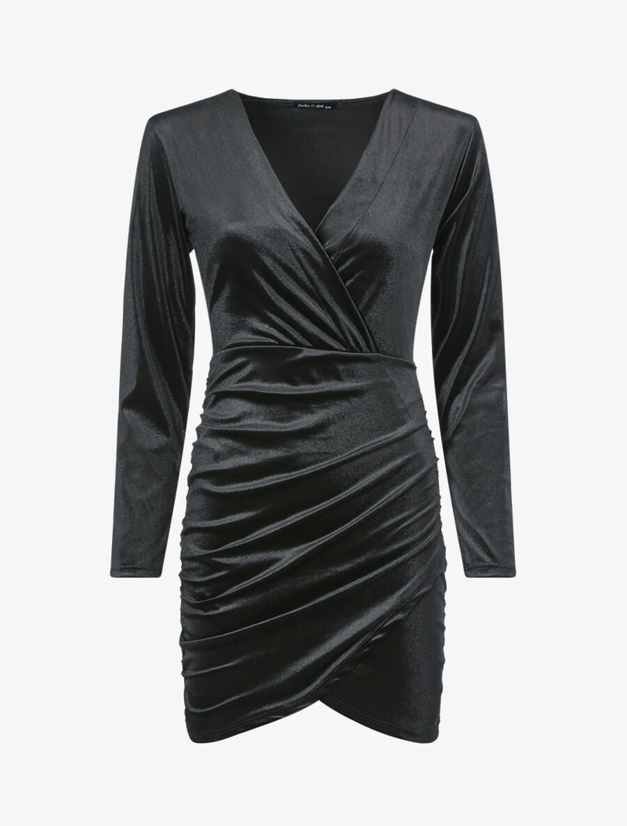 Tunique style robe effet velours - Noir - 1