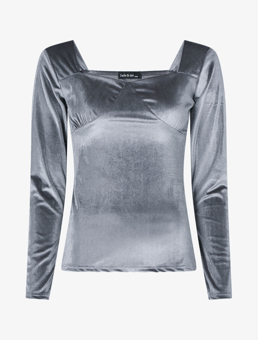 Top effet velours - Gris foncé - 1