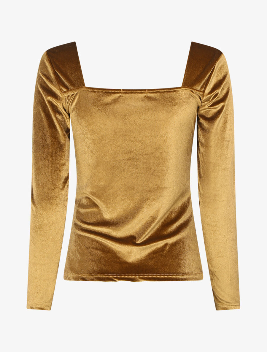 Top effet velours - Camel - 2