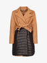 Manteau oversize en laine bouclette et doudoune - Camel/noir - 1