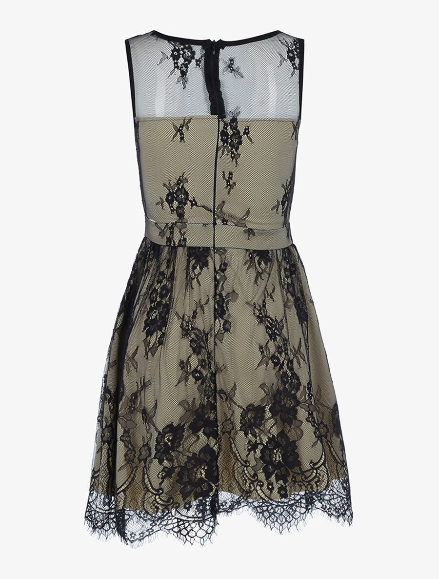 Robe effet dentelle doublé - Beige/noir - 2