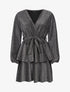 Robe pailletée à bas volanté - Argent - 1