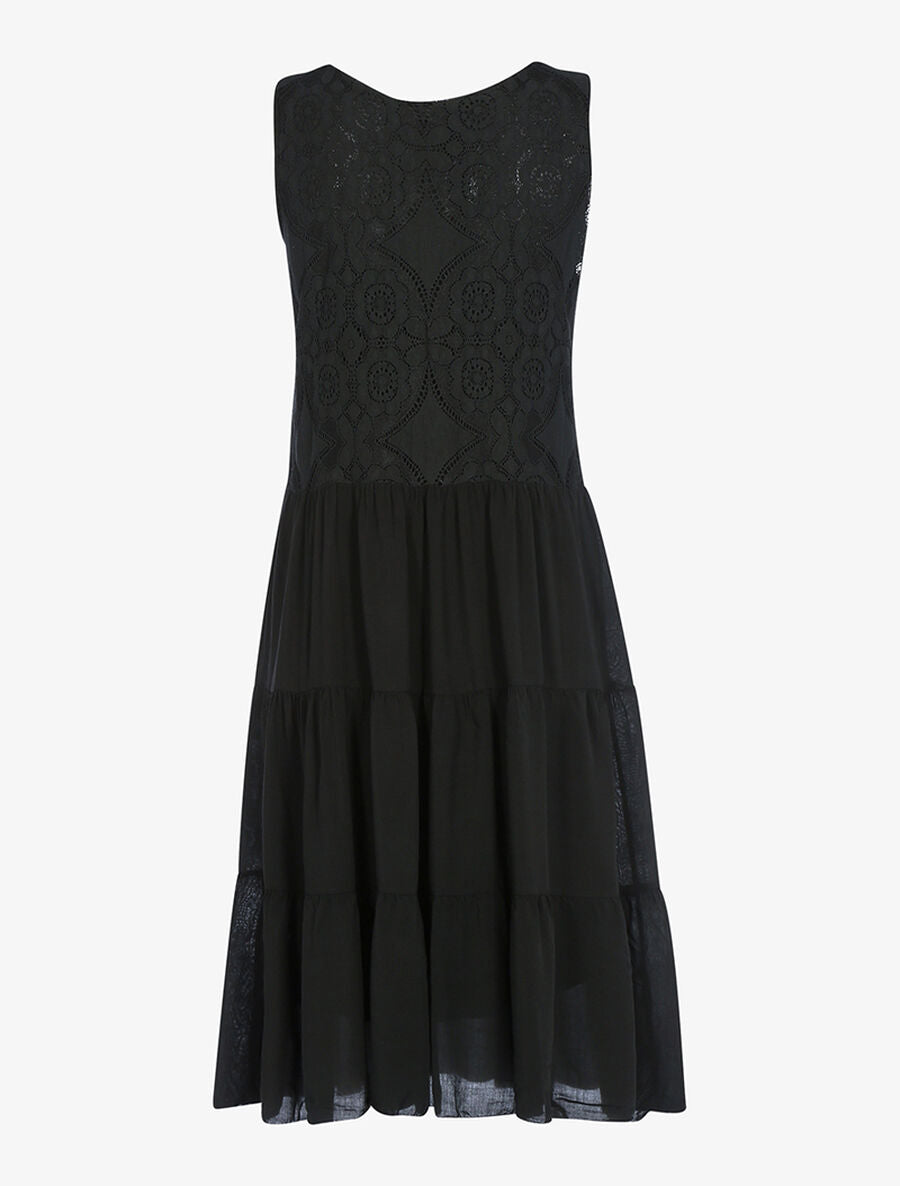 Robe à buste brodé - Noir - 2
