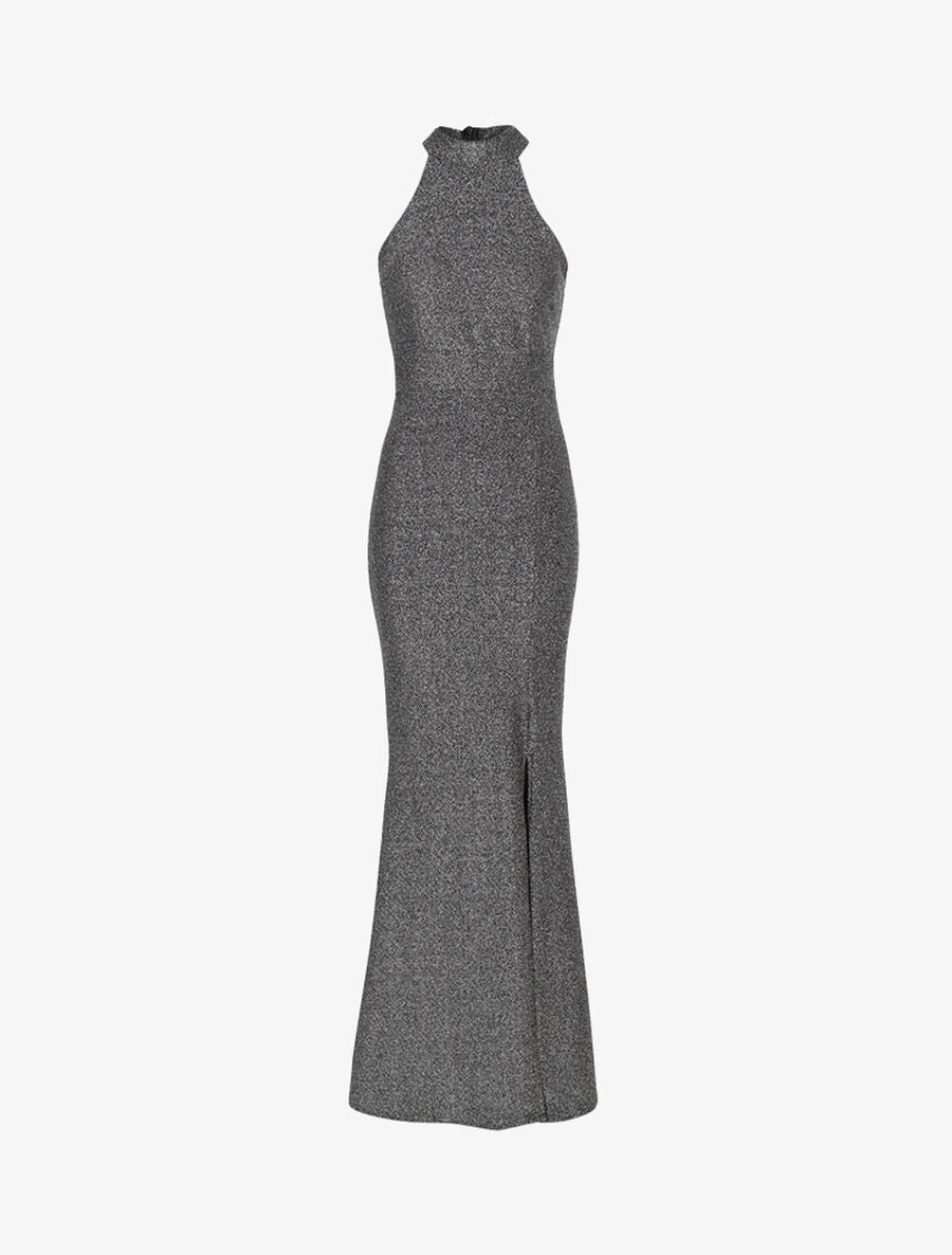 Robe sirène pailletée à encolure américaine - Argent - 1