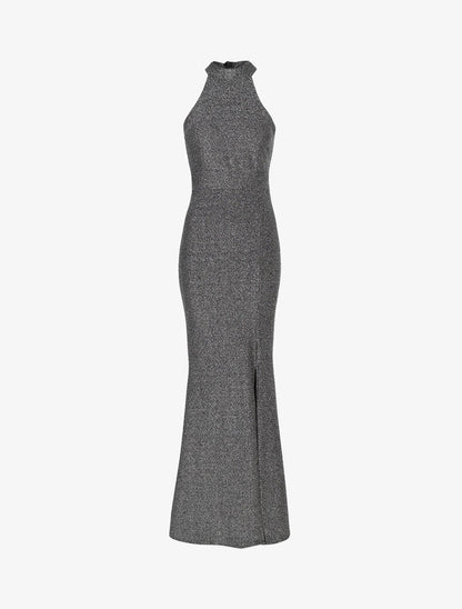 Robe sirène pailletée à encolure américaine - Argent - 1