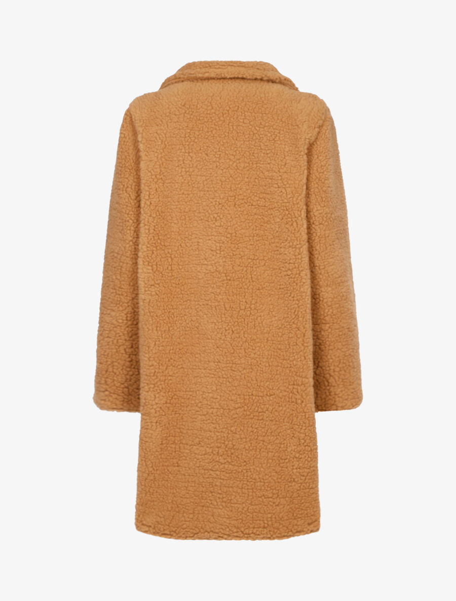 Manteau long et oversize en laine bouclette - Camel - 2