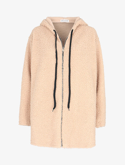 Manteau à capuche coupe droite - Beige - 1