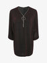 Top dolman pailleté à encolure zippée - Rouge - 1