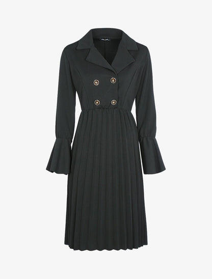 Robe style officier à bas gaufré - Noir - 1