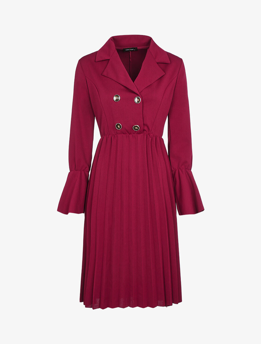 Robe style officier à bas gaufré - Lie de vin - 1