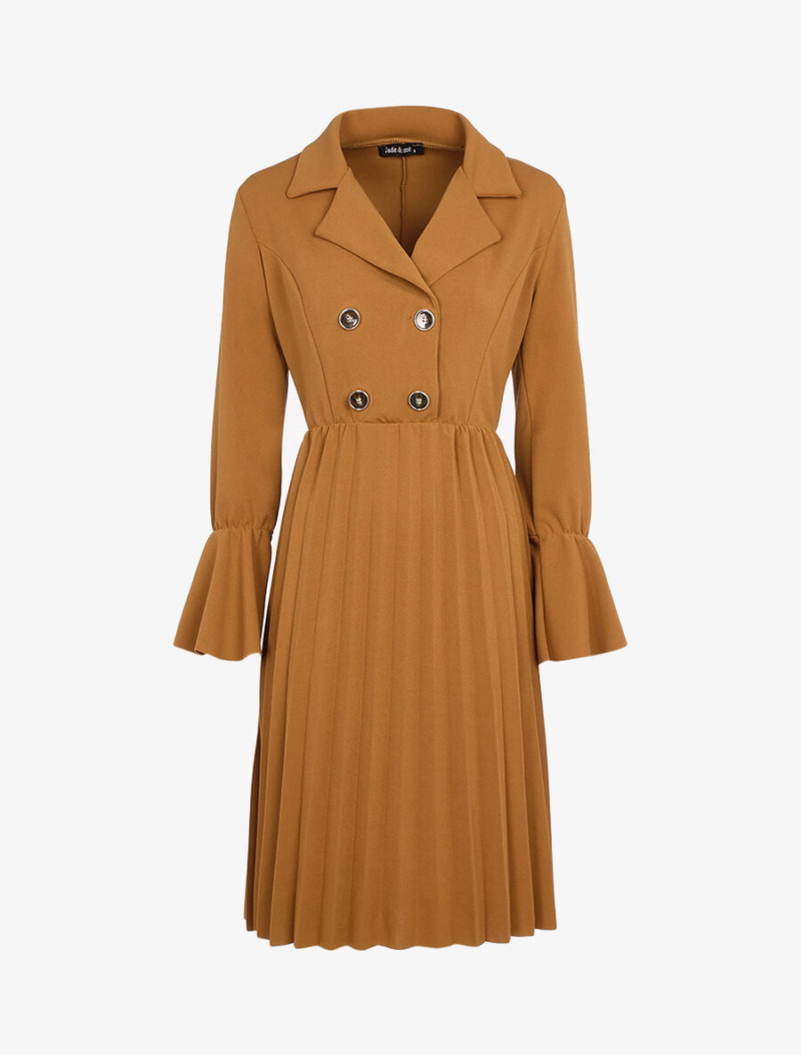 Robe style officier à bas gaufré - Camel - 1