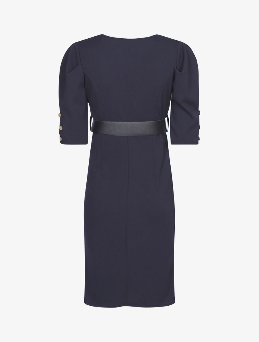 Robe à taille empire ceinturée - Marine - 2
