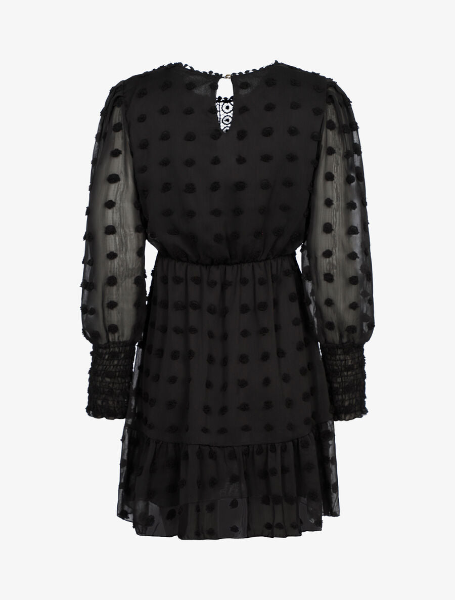 Robe patineuse en voile à reliefs - Noir - 2