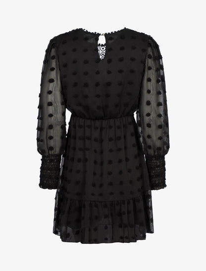 Robe patineuse en voile à reliefs - Noir - 2