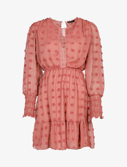 Robe patineuse en voile à reliefs - Vieux rose - 1