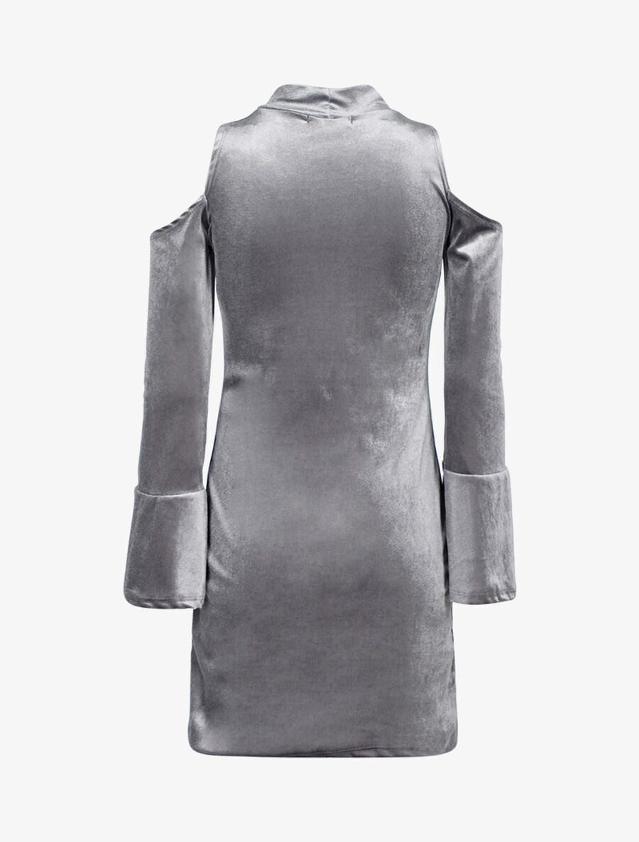Robe en velours à épaules nues - Gris - 2