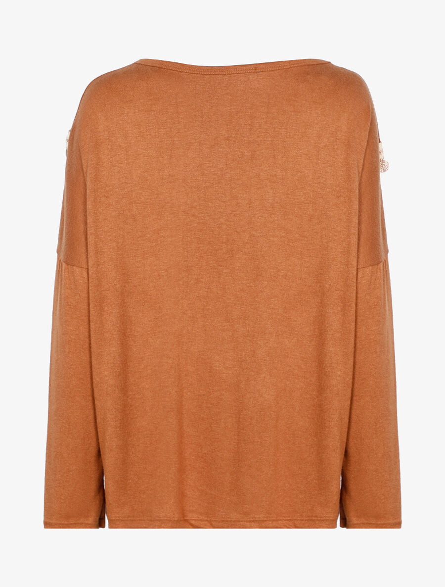 Pull oversize à gros sequins pailletés - Camel - 2