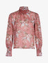 Blouse fleurie à encolure montante - Rose foncé - 1