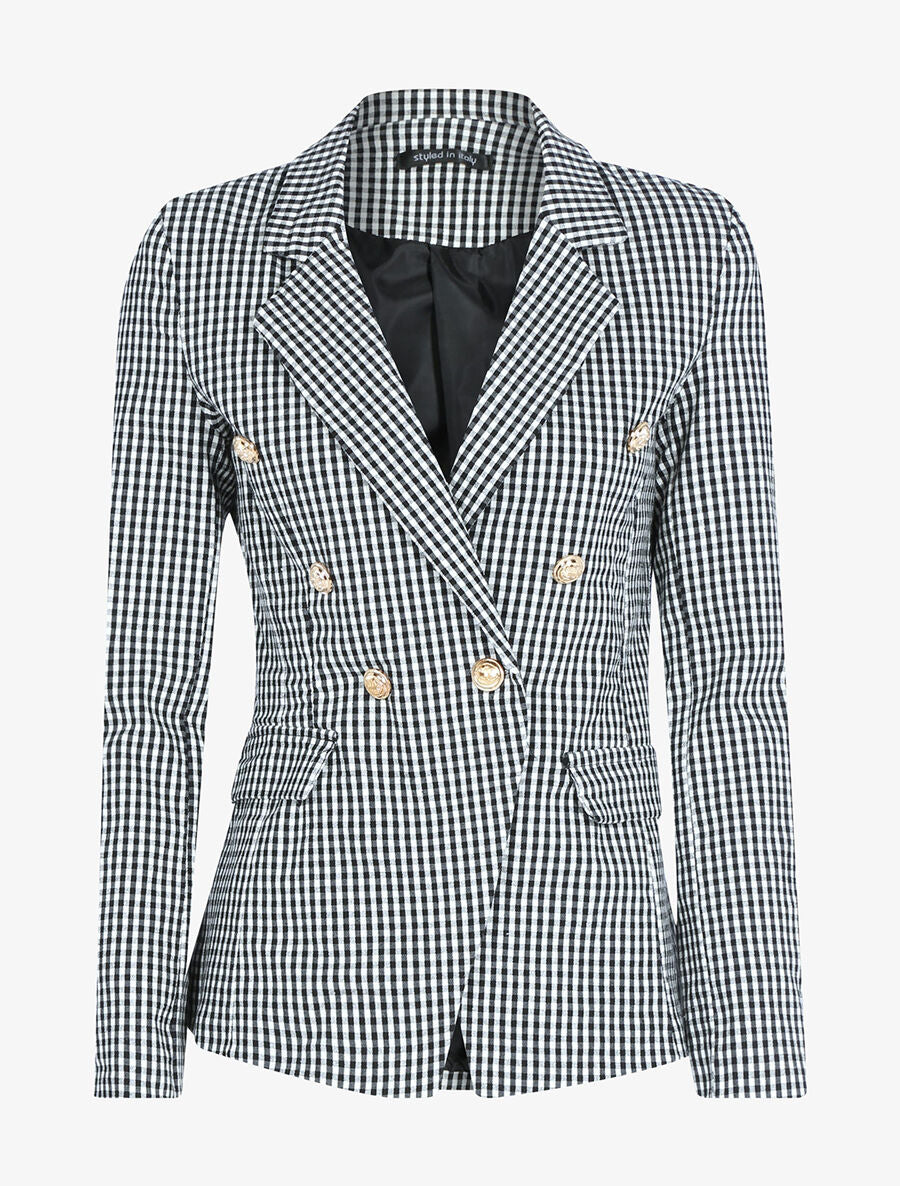 Veste à imprimé petits carreaux - Noir/blanc - 3