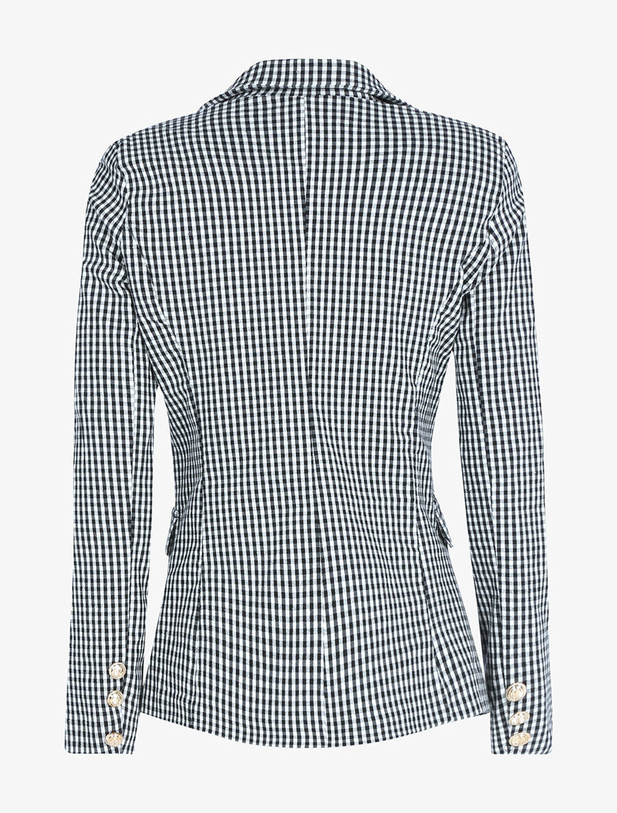 Veste à imprimé petits carreaux - Noir/blanc - 2