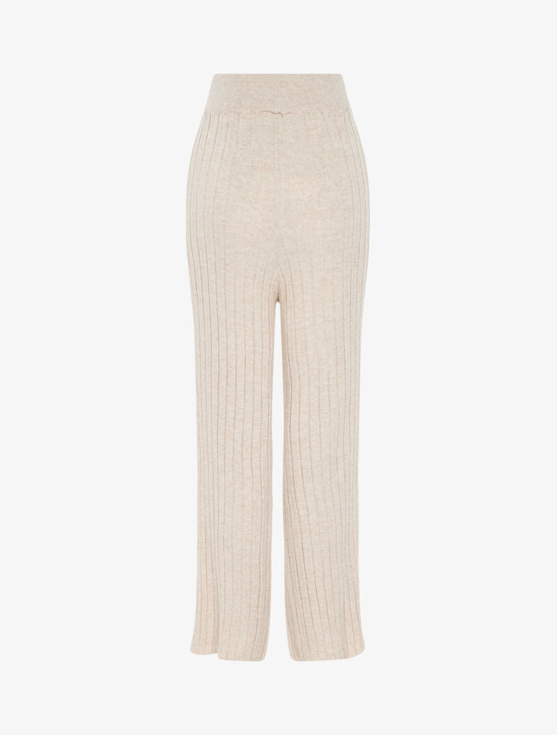 Pantalon en maille côtelée - Beige - 2