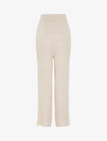 Pantalon en maille côtelée - Beige - 2