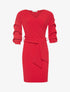 Robe drapée manches froissées - rouge - 1