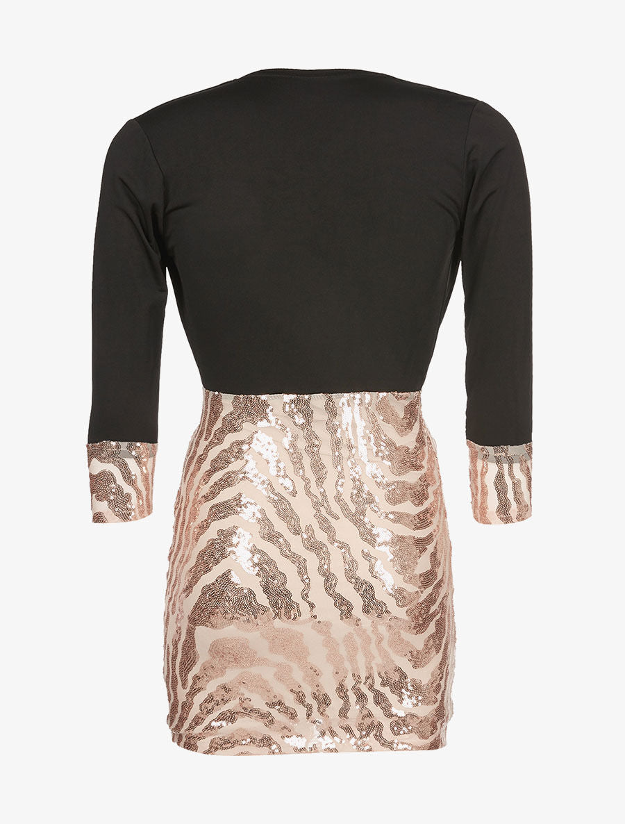 Robe bas à sequins - noir/beige - 2