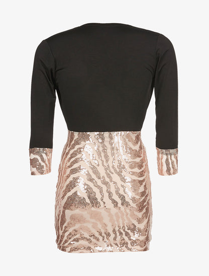 Robe bas à sequins - noir/beige - 2