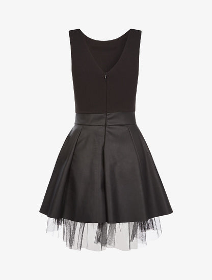 Robe bimatière et tulle - noir - 2