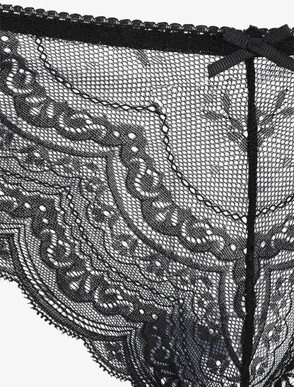 Ensemble en dentelle fleurie - Noir - 4