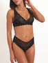 Ensemble en dentelle fleurie - Noir - 1