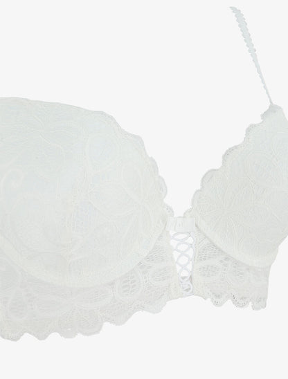 Ensemble soutien-gorge push up et tanga en dentelle - Blanc - 3