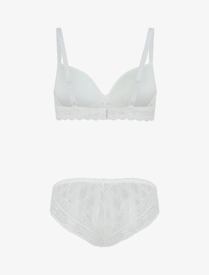 Ensemble lingerie à dentelle - Blanc - 3