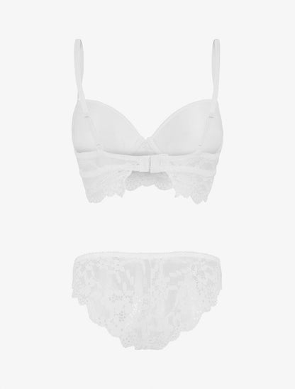 Ensemble lingerie à dentelle fleurie - Blanc - 2