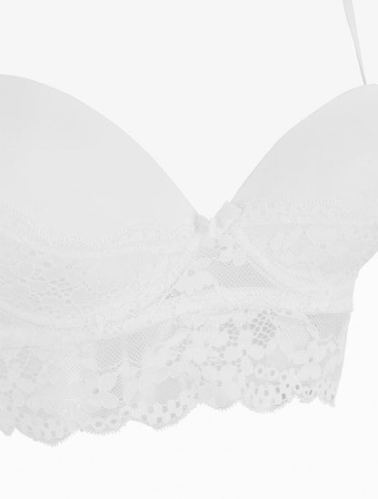 Ensemble lingerie à dentelle fleurie - Blanc - 3