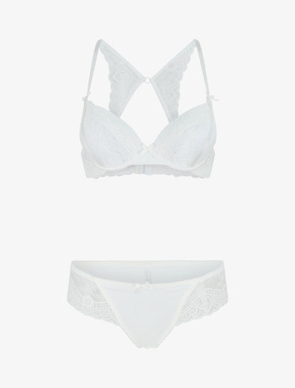 Ensemble push up dos nageur en dentelle - Blanc - 2