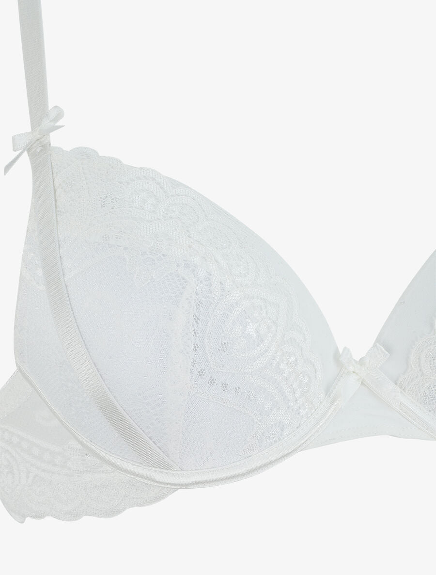 Ensemble push up dos nageur en dentelle - Blanc - 4