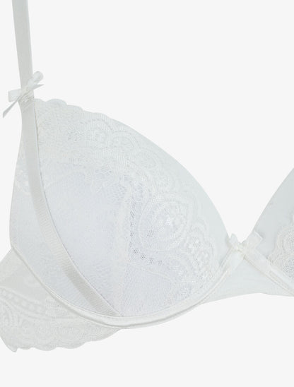 Ensemble push up dos nageur en dentelle - Blanc - 4
