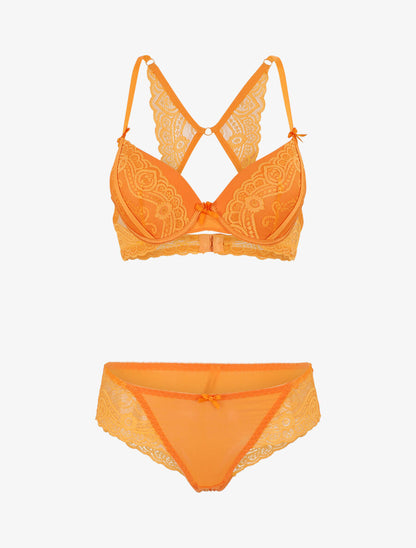 Ensemble push up dos nageur en dentelle - Orange - 1