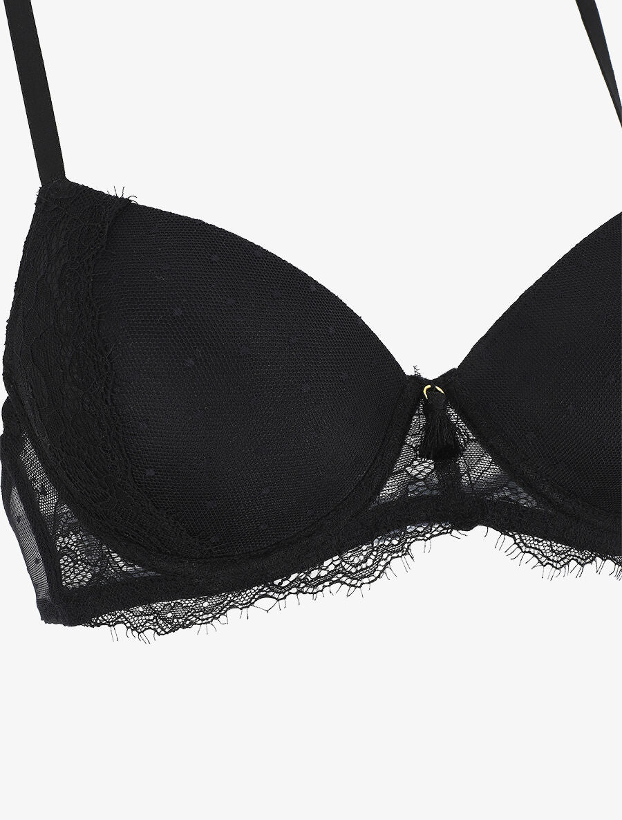 Ensemble push up à pois en dentelle - Noir - 3