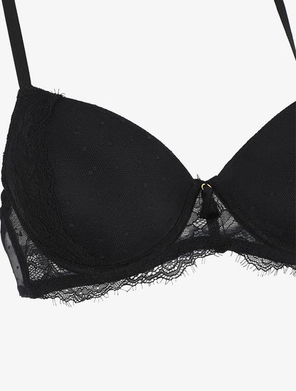 Ensemble push up à pois en dentelle - Noir - 3